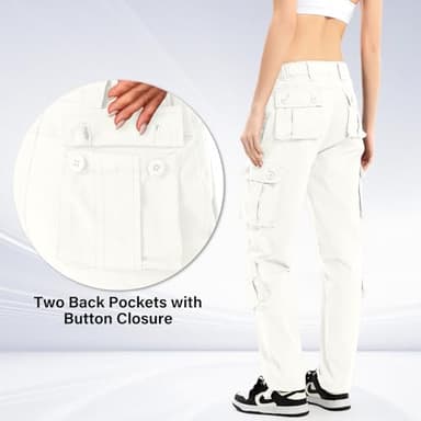 Jawtut Womens Cargo Pants Army Combat Work Pants with 8 Pockets Casual Cotton Ripstop Construction Pants (2083 Beige White 16) - Image 3