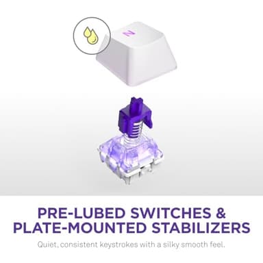 NZXT Function 2 MiniTKL Wired Tenkeyless Optical Gaming Keyboard - 8K Polling Rate - Linear Optical Switches - Adjustable Actuation - Double-Shot PBT Keycaps - RGB - Hot-Swappable - White - Image 7