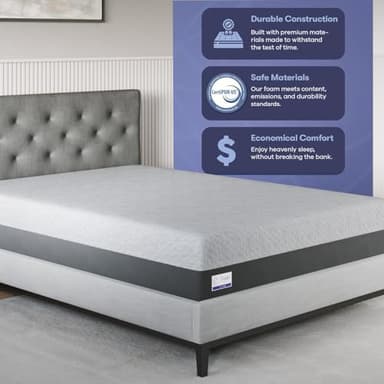 Celestial Sleep Gel Memory Foam Mattress in a Box, Made in The USA, CertiPUR-US® Certified Foam, Oeko-Tex, and Fiberglass-Free Certified Bed, 10 inch Medium - Queen - Image 4