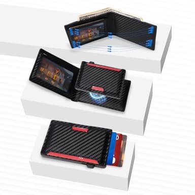 Sovirose Minimalist Mens Wallet, RFID Blocking Wallet for Men, Slim Bifold Money Clip Card Holder - Carbon Fiber - Image 3