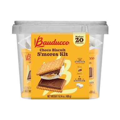 Bauducco Choco Biscuit S’mores Kit – Individually Wrapped Packs with Chocolate Biscuits and Marshmallows for Easy S’mores Making, 16.94 oz (Pack of 20) - Image 1