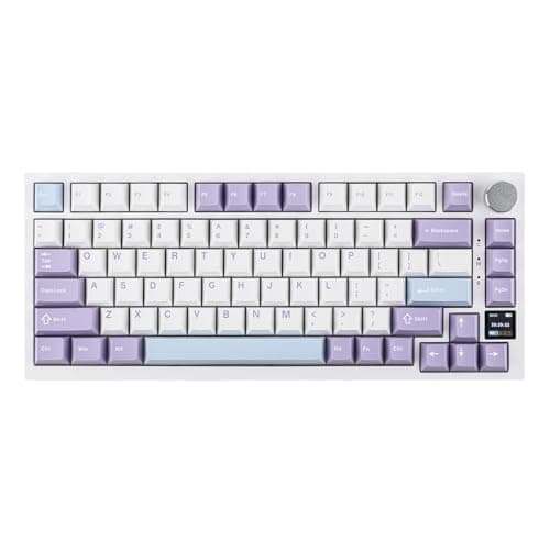 EPOMAKER Ajazz AK820 Pro 75% Wireless Mechanical Keyboard with TFT Smart Display&Knob, Gasket-Mounted Gaming Keyboard, Bluetooth/2.4GHz/USB-C Wired (Purple, Gift Switch) - Image 1