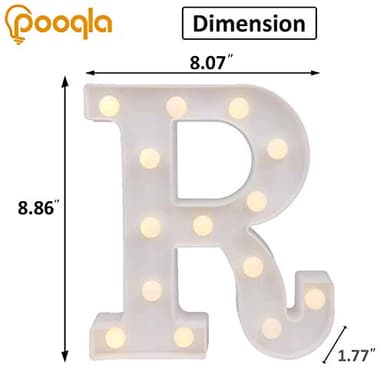 Pooqla LED Marquee Letter Lights Sign, Light Up Alphabet Letter for Home Party Wedding Decoration R - Image 2
