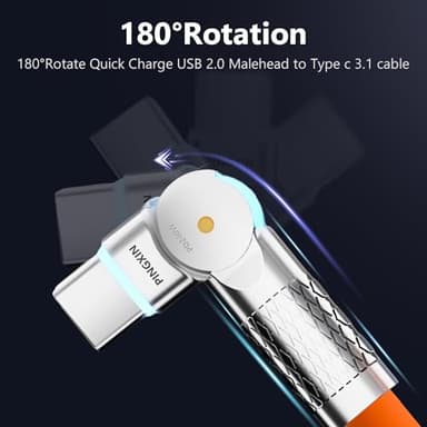 PINGXIN USB C to USB C Charger Cable 240W [2-Pack 6.6FT], Type C Fast Charging Cable， for MacBook Pro, iPad Pro Air, iPhone 16/16 Plus/16 Pro Max, Galaxy S23+/S23 Ultra, Orange+White - Image 2