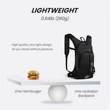 Nepest Hydration Pack Backpack for Women & Men, Lightweight Water Backpack with 2L Water Bladder for Hiking Cycling Running Biking, Black - Image 3
