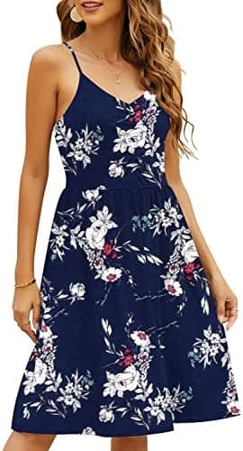 YATHON Casual Dresses for Women Sleeveless Cotton Summer Beach Dress A Line Spaghetti Strap Sundresses with Pockets - Image 4