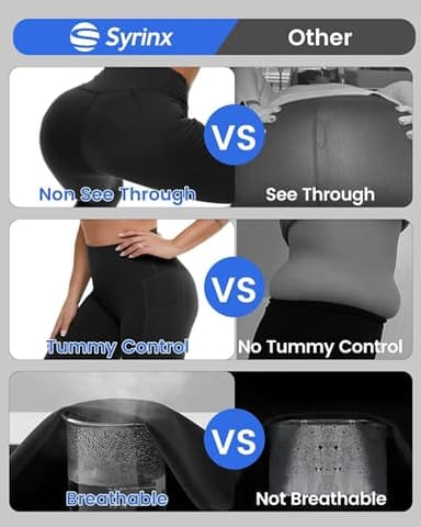 3 Packs Leggings with Pockets for Women, Soft High Waisted Tummy Control Workout Gym Yoga Pants - Image 2