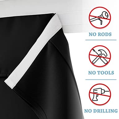 RYB Home French Door Curtains 84 inches Long - Privacy Blackout Window Curtains Tie up Blind for Patio Sliding Glass Door Living Room Bedroom, W 34 x L 84 inch, Black, 1 Panel - Image 3