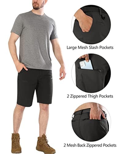 Shallowlulu Mens Cargo Hiking Shorts Water Resistant Quick Dry Lightweight Breathable Tactical Shorts with Nylon Belt(Black 34W/8L) - Image 4