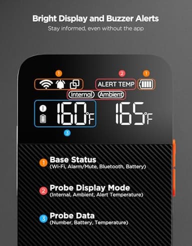 GoveeLife Bluetooth Wireless Meat Thermometer with Digital Standalone LCD Base | WiFi Unlimited Range | ±1.8℉ Accuracy | Food Grade Internal Ambient Sensor Probes for Kitchen, BBQ, Grill, Oven, Smoker - Image 3