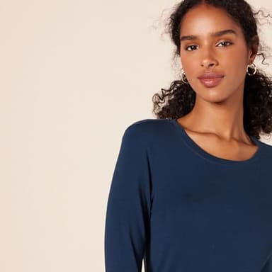 Amazon Essentials Women's Regular-Fit Long-Sleeve Crewneck T-Shirt (Available in Plus Size), Navy, X-Small - Image 4