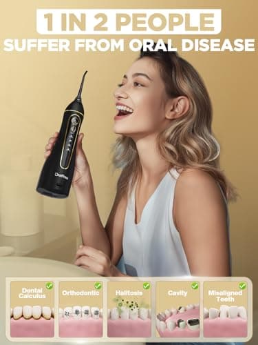 Oralfree Water Flosser Teeth Pick - Dental Cordless Portable Floss Picks Rechargeable Travel Pik Irrigation Cleaner IPX7 Waterproof Oral Irrigator Electric Flossing Machine for Home Teeth Cleaning - Image 8