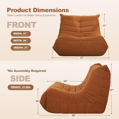 Cansunna Bean Bag Chair Big Sofa Beanbag Chair for Adults Fireside Chair Bean Bag Lounger with Memory Foam Filled for Home,Apartment or Gaming Venue(Brown Teddy) - Image 2