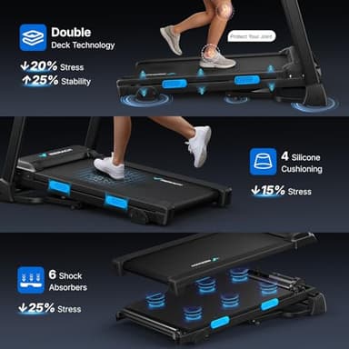 MERACH Treadmills for Home with Incline 6%-15%, 300 LBS Capacity Double Deck Foldable Treadmill with Incline, 0.5-7.5MPH Quiet 2.5HP Brushless Incline Treadmill LED Display with Smart APP - Image 8