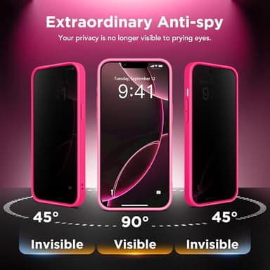 Magnetic for iPhone 13 Pro Max Case, Compatible with MagSafe,[Full Camera Protection][Privacy Screen Protector]Non-slip Matte Translucent Shockproof Phone Cover for iPhone 13 ProMax(Hot Pink) - Image 7