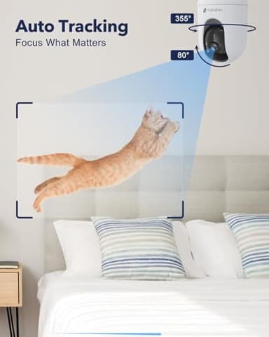 MUBVIEW Pet Camera with Phone App, Indoor Security Camera, 2.4/5GHz WiFi Cameras for Home Security, Wired Cameras for Dog/Elder/Baby, Motion Tracking, PT, 7X24, Two-Way Audio, 2K Night Vision (4 Pack) - Image 5