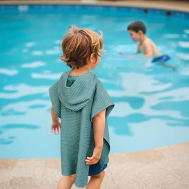 Zamlory Hooded Kids Beach Towel - Soft Poncho Towel for Babies and Toddler - Lightweight Waffle Cotton Towel Cover Up for Beach and Pool and Bath - Image 5