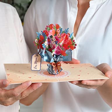 Paper Love 3D Flower Bouquet Pop Up Mothers Day Card, For Mom, Wife - 5" x 7" Cover - Includes Envelope and Note Tag - Image 5