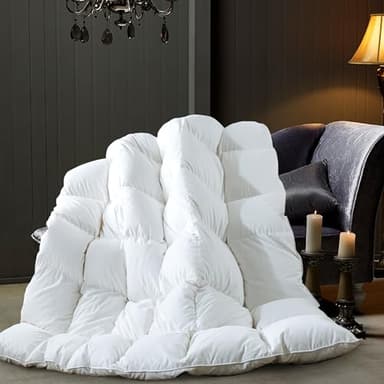 ELNIDO QUEEN® Feather Comforter Queen Size, Filled with Feather and Downfiber, All Season White Luxury Hotel Fluffy Bed Comforter, Ultra Soft 100% Cotton Duvet Insert, 90x90 Inch - Image 5