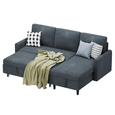 Shintenchi Sofa Couch, Pullout Sofa Bed,2 in 1 Pull Out Couch Bed with Storage Chaise for Living Room,Sleeper Sofa Couches Linen Sectional Sofa - Image 7