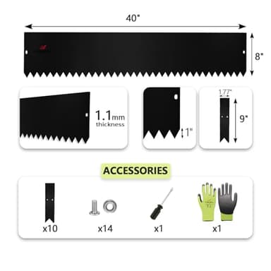 A ANLEOLIFE 6 Pack 40" LX 8" H Galvanized Steel Garden Landscape Edging, Bendable Hammer-in Metal Lawn Border with Gloves and 10 Stakes (20FT Total) (8 inch Tall, Black) - Image 5