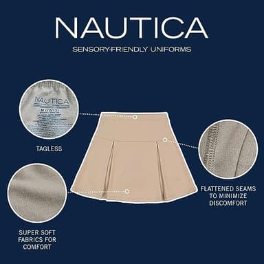 Nautica Girls' Little School Uniform Sensory-Friendly Performance Pleated Scooter, Khaki, 5 - Image 4