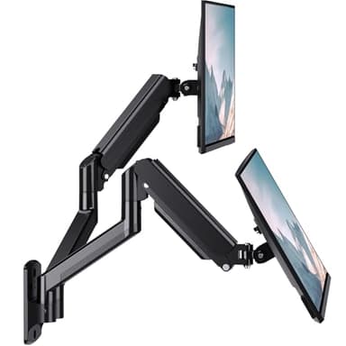 WALI Dual Monitor Wall Mount for 17 to 32 inch Screens, Monitor Wall Mounts for 2 Monitors, Holds up to 22 lbs, Fully Adjustable Gas Spring Monitor Arm,75x75/100x100 VESA Wall Mount (GSWM002), Black - Image 1