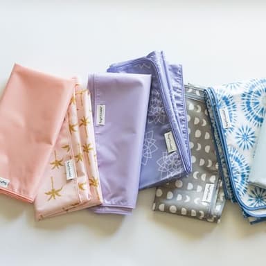 Tiny Twinkle Mess-Proof Splat Mats for Under high Chairs or Table Cover Art Projects for Baby and Toddler - Waterproof, Washable Floor or Table Splash mat 51" x 51" (Sage Checkers) - Image 9