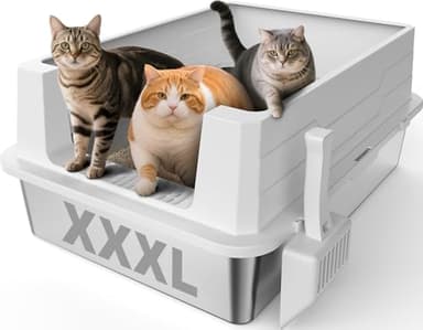 Stainless Steel Litter Box Extra Large for Big Cats Multi-Cats, Jumbo Extra Large Metal Cat Litter Box with High Sided Lid, Anti-Urine Leakage, Non-Stick,Include Litter Scoop - Image 1