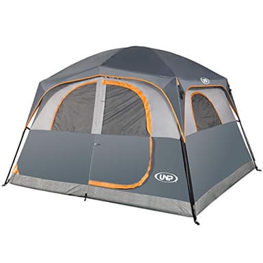 UNP Tents 6 Person Waterproof Windproof Easy Setup,Double Layer Family Camping Tent with 1 Mesh Door & 5 Large Mesh Windows -10'X9'X78in(H) Gray - Image 1