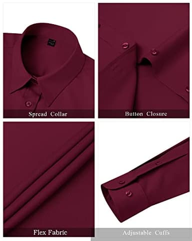 J.VER Long Sleeve Shirts for Women Wrinkle Free Button Down Shirt Office Work Dressy Petite Tops for Business Casual Trendy Burgundy Large - Image 4