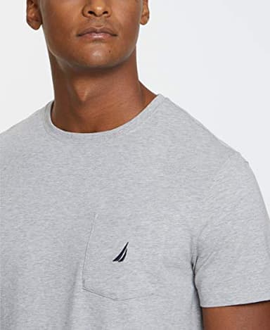 Nautica Men's Big & Tall Solid Crew Neck Short-Sleeve Pocket T-Shirt, Grey Heather, 3X Big - Image 2