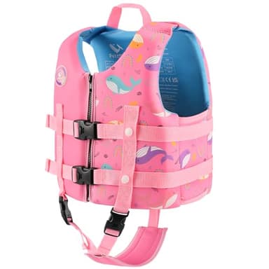 Pottwal Swim Vest for Kids - Swim Jacket for 1-3 Years (17.5-39.5LBS) - Buoyancy Aid Made of Neoprene & EPE - with Adjustable Crotch Strap - Light Pink - Image 1