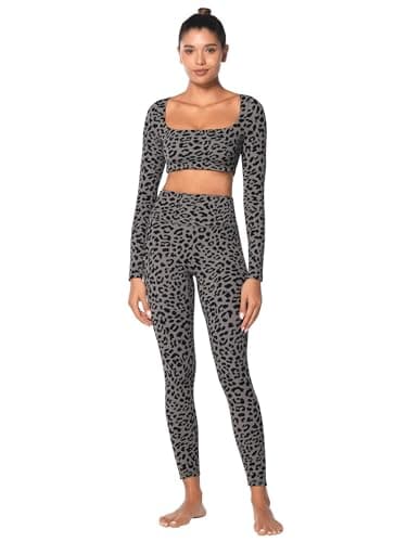 Sunzel Sunzfly Invisible Butt Scrunch Workout Leggings for Women, Butt Lifting High Waisted Gym Yoga Pants with Tummy Control 25" Leopard Charcoal Gray Large - Image 6