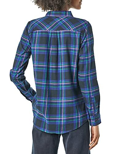 Amazon Essentials Women's Regular-Fit Long-Sleeve Lightweight Plaid Flannel Shirt, Navy Chelsea Tartan, X-Large - Image 3