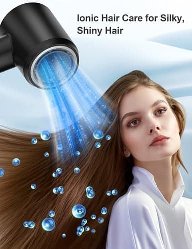 MLCLL Professional Ionic Hair Dryer, 1800W High Speed Blow Dryer for Home Salon, Real 200 Million Negative Ions, 120,000 RPM Brushless Motor for All Hair Types-1 (Black) - Image 5