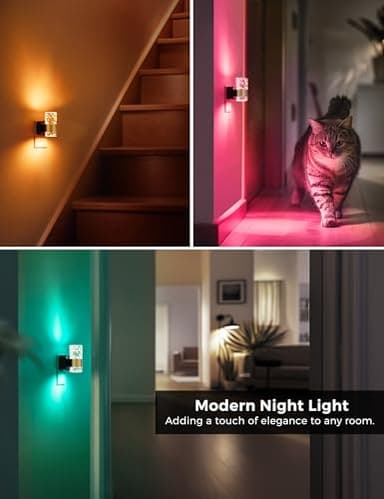 Night lights plug into wall, Color Changing Night Light with Rotatable Plug, Dusk to Dawn Light Sensor and Adjustable Brightness, Elegant Design Night Light for Kids Bedroom,Bathroom, 2 Pack - Image 7