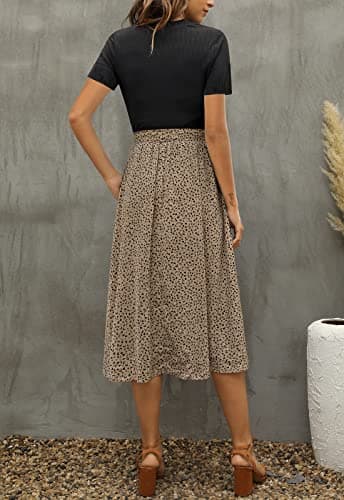 Zattcas Women 2025 Summer Dress Short Sleeve Ribbed Teacher Church Modest Casual Business Work Outfits Midi Dress with Pockets Black M - Image 3