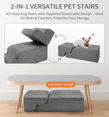 Made4Pets Dog Stairs Ramp for Bed, 4-Step Dog Steps for High Bed Couch Sofa Climbing, 35D Foam Pet Steps for Small Dogs and Cats, Non-Slip Bottom Pet Stairs, Grey - Image 7
