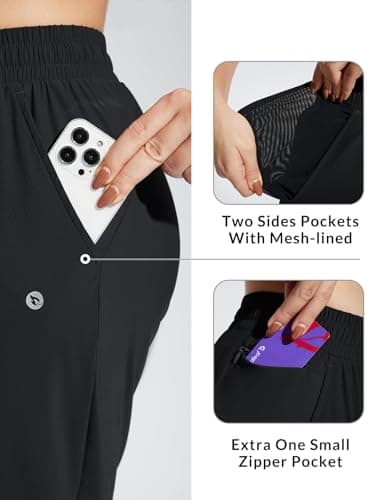 baleaf Women's Swim Capris Pants 18" Quick Dry Modest Swimsuits 2025 UPF50+ Beach Bathing Suit Bottoms with Pockets Lightweight Black M - Image 2