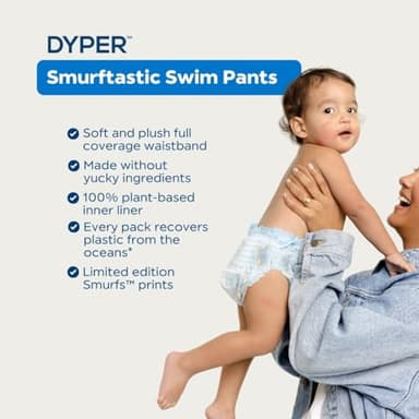 DYPER - Smurftastic Swim Pants - Affordable Diapers, Hypoallergenic, Plant-Based, Absorbent & Quick-Drying, Eco-Friendly, Fun Prints - Size M, 20-31 lbs (19 Count) - Image 4