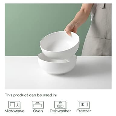 DOWAN Salad Bowls, Large Pho Bowls, 8" White Centerpiece Bowls for Nut, Pasta, Soup, Side Dishes, Ramen, Fruit, Kitchen Decor, Microwave & Dishwasher Safe, 56 Ounce - Image 3