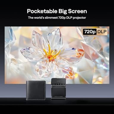 Aurzen ZIP Tri-Fold DLP Truly Mini Projector, Pocket Size, Zero-Lag Focus, One-Click Screen Mirroring, Full-Screen Mode, Type-C Fast Charging, 5,000mAh Battery, Indoor Outdoor Portable Projector, Grey - Image 3