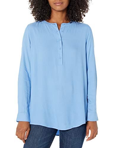 Amazon Essentials Women's Long-Sleeve Woven Blouse, French Blue, Medium - Image 1