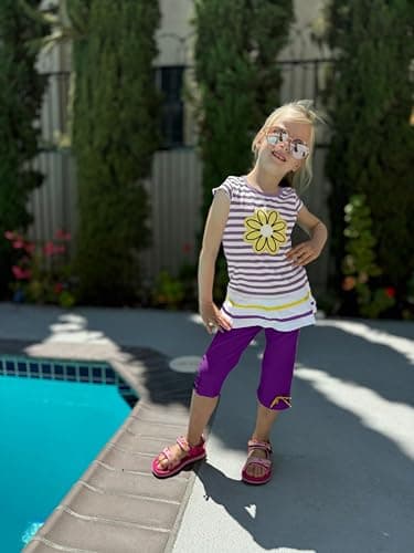 LUKYCILD Baby Girls Summer Clothes Casual Clothing Suit Short Sleeve Striped T-Shirt +Pants - Image 4
