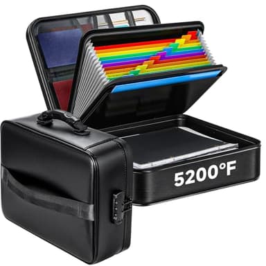 Fireproof Document File Organizer Bag, 5200°F Portable File Organizer with Lock, 16 Layer File Box Waterproof and Heat Insulated Safe Storage for Important Documents, Laptop, and Files and More - Image 1