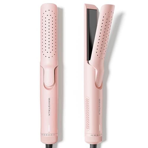 Wavytalk Airflow Styler Curling Iron, Cool Curl, 360° Cool Air Lock in Style for Lasting Curls, Reduces Damage, 2 in 1Hair Straightener and Curler, 1.25 Inch, Anti-Scald for Short Long Hair, Pink - Image 1