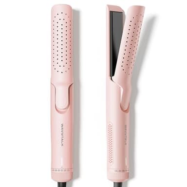 Wavytalk Airflow Styler Curling Iron, Cool Curl, 360° Cool Air Lock in Style for Lasting Curls, Reduces Damage, 2 in 1Hair Straightener and Curler, 1.25 Inch, Anti-Scald for Short Long Hair, Pink - Image 1