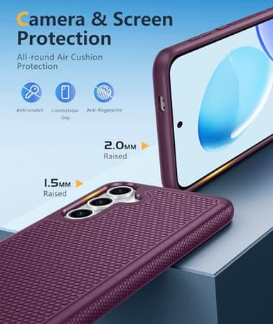 FNTCASE for Samsung Galaxy S25 Case: Dual Layer Heavy Duty Cell Phone Protective Cover Shockproof Rugged with Non-Slip Textured - Military Drop Protection Bumper Tough - 2025, 6.2 inch (Burgundy) - Image 6
