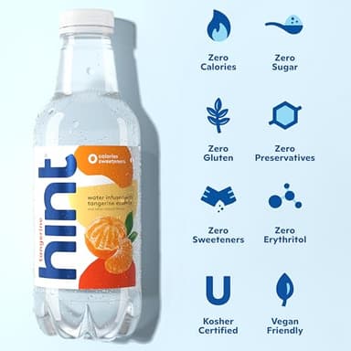 Hint Fruit-Infused Bottled Water, Tangerine - Sugar Free Flavored Water with Zero Calories, Naturally Flavored, and No Artificial Sweeteners - 16 Fl Oz (Pack of 12) - Image 3